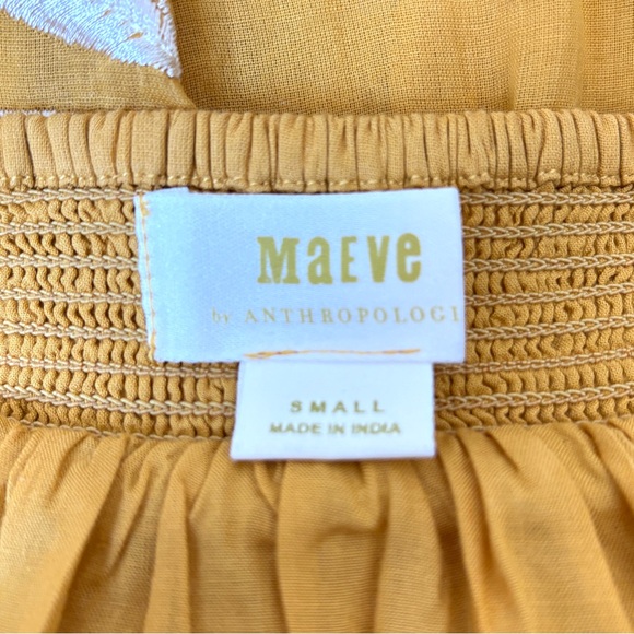 Anthropologie Maeve Vineland Embroidered Midi Skirt Yellow Scalloped Size S - Picture 14 of 15